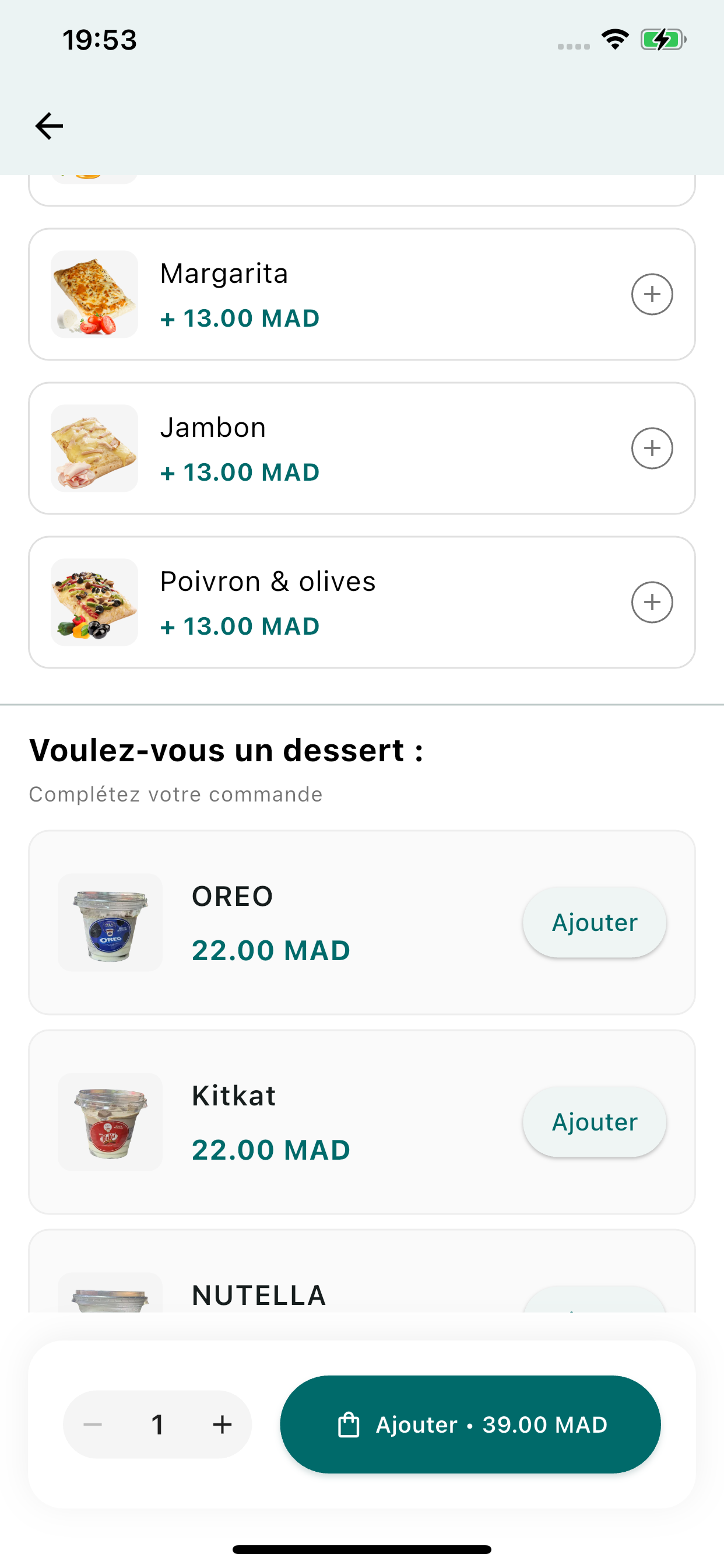 Client — Menu Produits