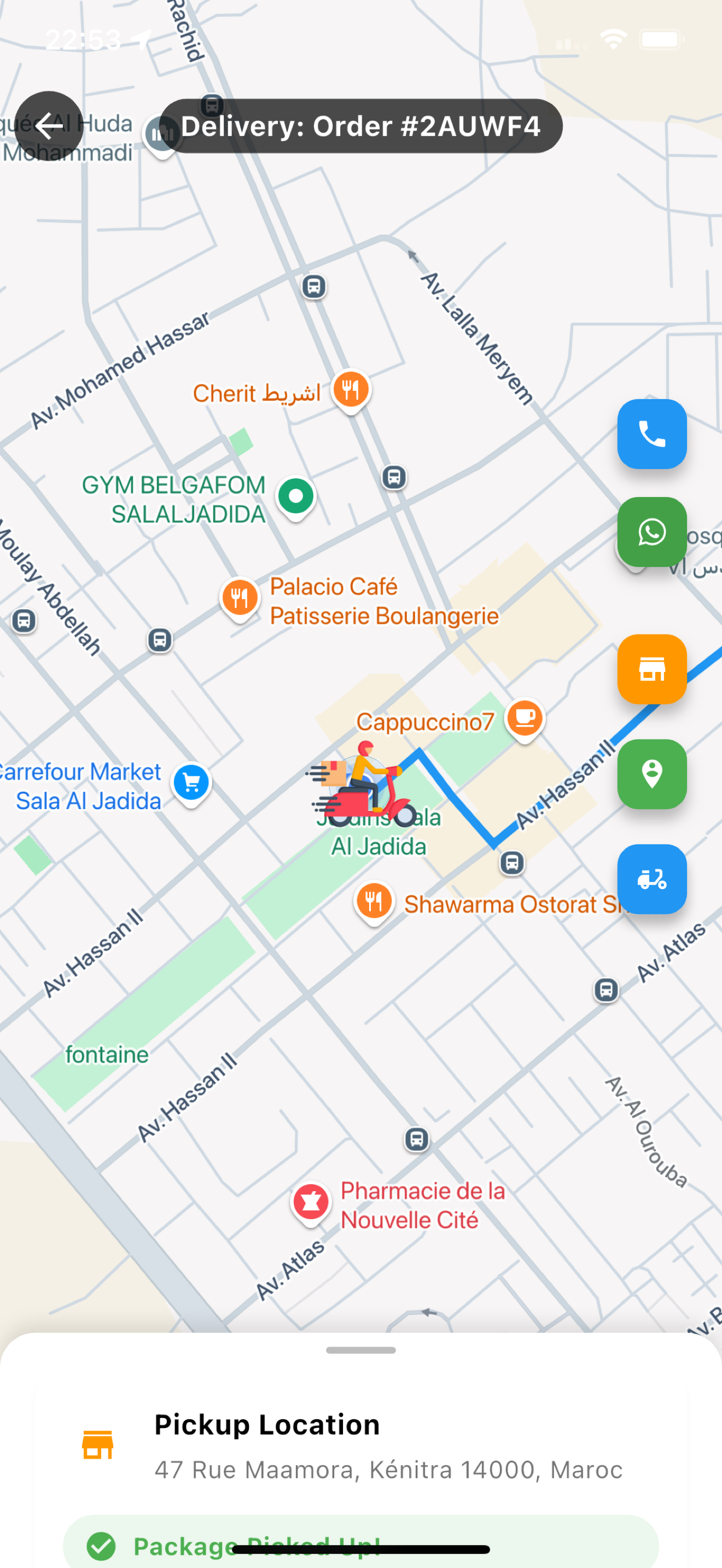 Driver — Itinéraire pickup